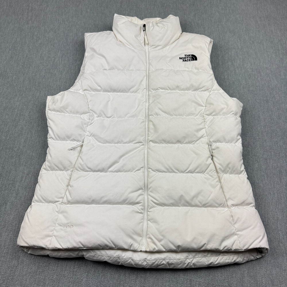 The North Face Vest Women Medium White Nuptse Goose Down 700 Fill Puffer Outdoor